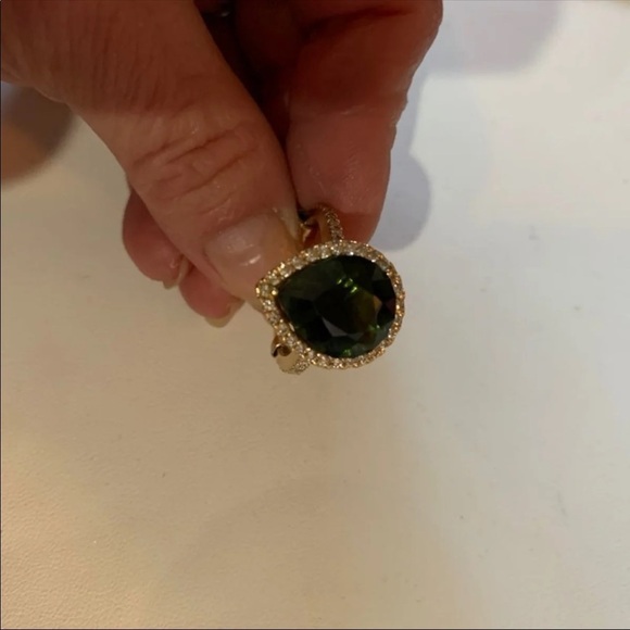 14K DIAMOND GREEN TOURMALINE RING 9 - Picture 9 of 11